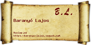 Baranyó Lajos névjegykártya